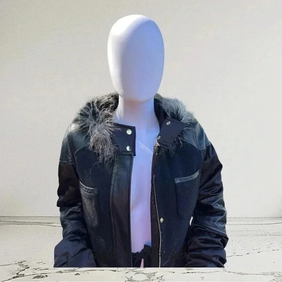 Juicy Couture Faux Leather and Fabric Coat - Small - Picture 3 of 7